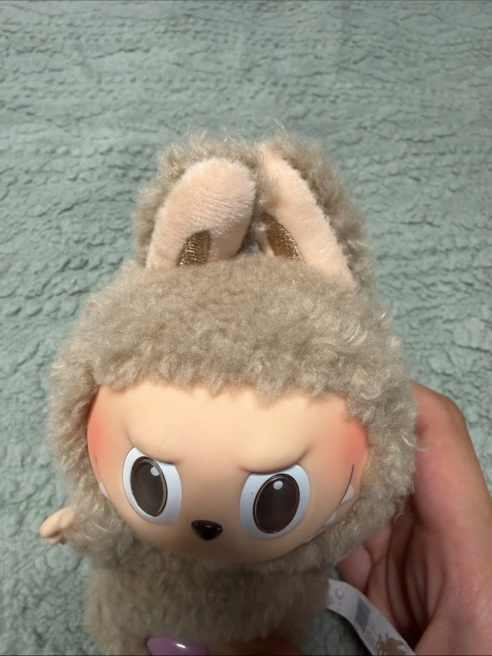 Labubu popmart Plush Small Pet Toy - Beige Fuzzy Creature